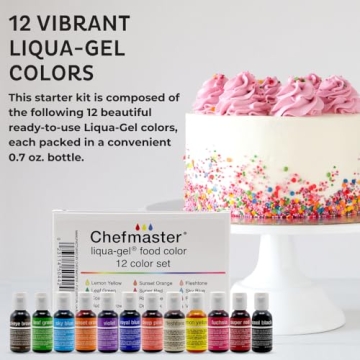 Vibrant Chefmaster Liqua-Gel Food Coloring - 12 Pack
