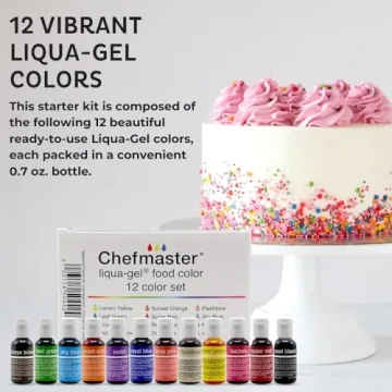 Vibrant Chefmaster Liqua-Gel Food Coloring - 12 Pack