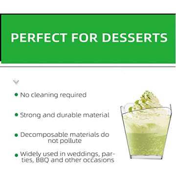 PLAZOTTA 100 Pack 3.5 oz Clear Plastic Dessert Cups with 100 Tasting Spoons, Square Parfait Appetizer Cups for Party, Weddings