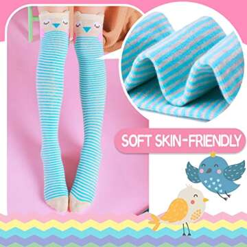 ANTSANG Kids Girls Knee High Socks Long Boot Crazy Silly Fun Gift Cute Tall Animal Socks for Child 6...