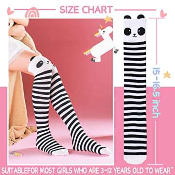 ANTSANG Kids Girls Knee High Socks Long Boot Crazy Silly Fun Gift Cute Tall Animal Socks for Child 6 Pairs Stocking Stuffers Gifts for 10 Year Old Girls Birthday Gifts Ideas(Fun Animal)