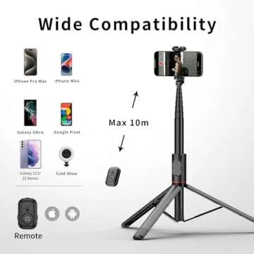 Joyful 72" Phone Tripod & Selfie Stick - Versatile & Portable