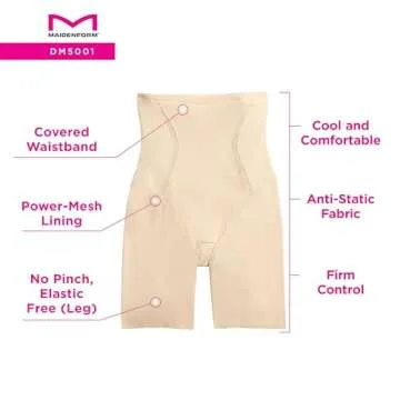 Maidenform Women's High-Waist Thigh Slimmer Shapewear, Cool Comfort Slimming Shapewear