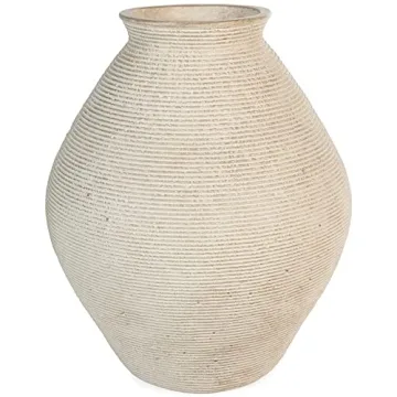 Signature Design 12" Distressed Antique Tan Vase