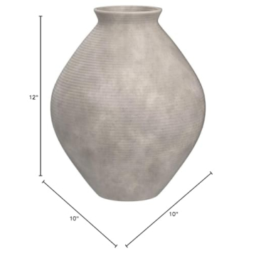 Signature Design 12" Distressed Antique Tan Vase