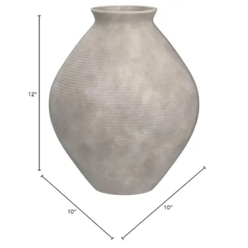 Signature Design 12" Distressed Antique Tan Vase