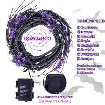 RJZZ 6FT Halloween Garland with Lights - Waterproof & Battery Operated