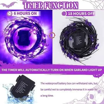 RJZZ 6FT Halloween Garland with Lights - Waterproof & Battery Operated