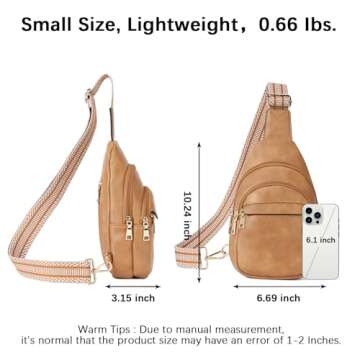 BOSTANTEN Small Sling Bag for Women Leather Crossbody Bags Fanny Pack Chest Bag for Travel, Camel Brown
