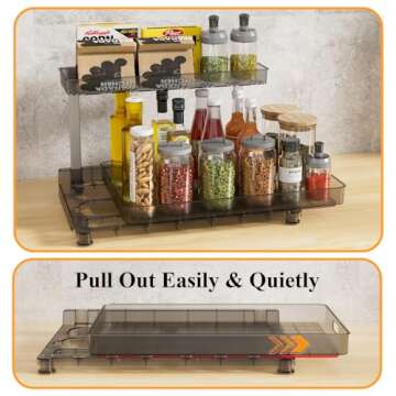 Fowooyeen Under Sink Organizer: Kitchen Organizers and Storage 2-Tier Sliding Basket Drawer, Multi-Purpose Cabinet Storage Shelf for Kitchen Bathroom (Black, 2 Pack)