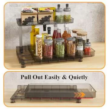 Fowooyeen Under Sink Organizer: Kitchen Organizers and Storage 2-Tier Sliding Basket Drawer, Multi-Purpose Cabinet Storage Shelf for Kitchen Bathroom (Black, 2 Pack)