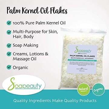 PALM KERNEL OIL FLAKES | Pure Unrefined Palm Kernel Oil Flakes for Soap Making & Cosmetics | Sizes 4 OZ to 10 LBS | (12 OZ)