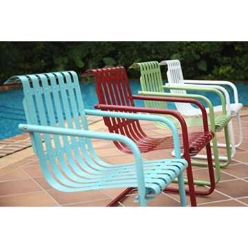 Crosley Furniture Gracie Retro Metal Outdoor Spring Chair - Caribbean Blue (Set of 2)
