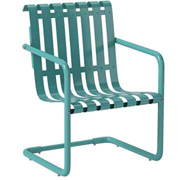 Crosley Furniture Gracie Retro Metal Outdoor Spring Chair - Caribbean Blue (Set of 2)