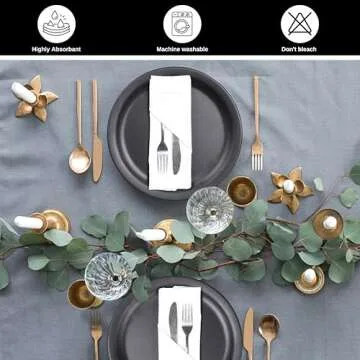 BEDDING CRAFT Set of 12 Cotton Cloth Dinner Napkin 18x18 White with Hemstitched Mitered Corners – Perfect for Wedding Dinner Parties and Table Decorations, Cloth Napkins