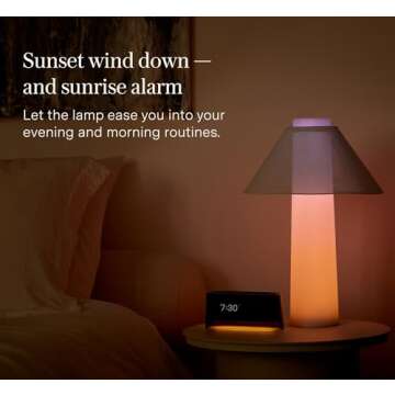 Loftie Smart Lamp - Sunrise Alarm, Wake-Up Light, Custom Color Modes, Nightstand Lamp Room Decor, Re...