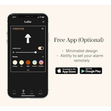 Loftie Smart Lamp - Sunrise Alarm, Wake-Up Light, Custom Color Modes, Nightstand Lamp Room Decor, Red Lights for Sleep, Morning & Evening Routines, Modern Table Lamps for Bedroom Decor, Office (White)