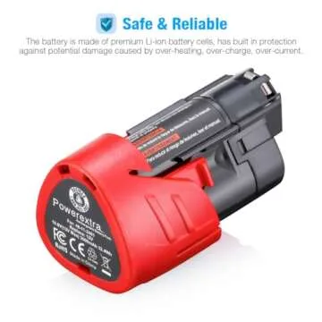 Powerextra 2 Pack 12V 3000mAh Lithium-ion Replacement Battery Compatible with Milwaukee M12 48-11-2411 48-11-2420 48-11-2401 48-11-2402 48-11-2401 12-Volt M12 Cordless Tools