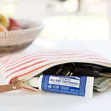 Dr. Bronner’s - All-One Toothpaste (Peppermint, 1 Ounce, 3-Pack) - 70% Organic Ingredients, Natural and Effective, Fluoride-Free, SLS-Free, Helps Freshen Breath, Reduce Plaque, Whiten Teeth, Vegan