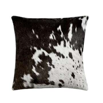 NGF Cowhide Cushion Covers - Black and White Leather 16x16