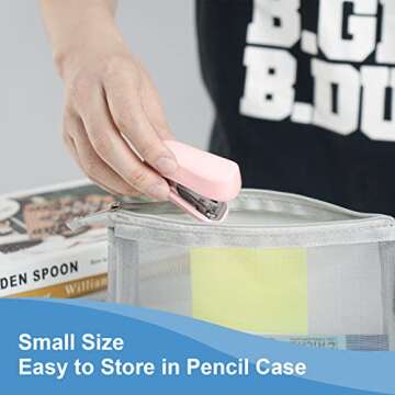 Deli Stapler, 20-50 Sheets Capacity with Staples and Staple Remover Set, Desk Stapler Office Staplers (Pink, 20 Sheet)