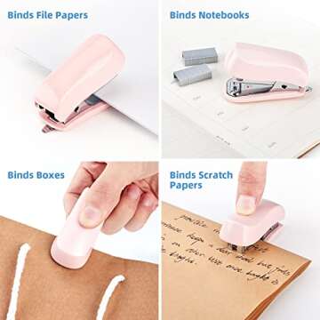 Deli Stapler, 20-50 Sheets Capacity with Staples and Staple Remover Set, Desk Stapler Office Staplers (Pink, 20 Sheet)