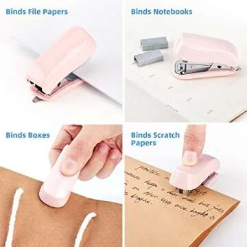 Deli Stapler, 20-50 Sheets Capacity with Staples and Staple Remover Set, Desk Stapler Office Staplers (Pink, 20 Sheet)