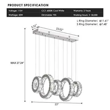 Elegant Buccleuch LED Crystal Chandelier - Dimmable & Customizable