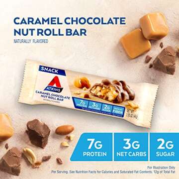 Atkins Caramel Chocolate Nut Roll Snack Bars Nutritious Treats