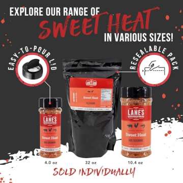 Lane's Sweet Heat Rub Seasoning, All-Natural BBQ Brisket Rub Goes Well with Butt Rub Seasoning, No MSG Brisket Seasoning &, Made in USA, 4.0 Oz