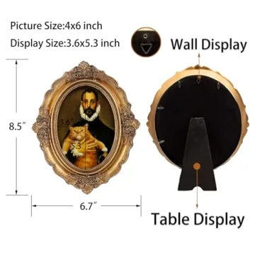 SIKOO Vintage 4x6 Oval Picture Frame Elegant Design