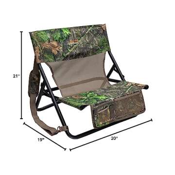 ALPS OutdoorZ Turkey Hunting Chair with Foldable Low Profile Design, Mossy Oak Obsession Camo, Durable Steel Frame, and Padded Shoulder Carry Strap, MC (Wide)