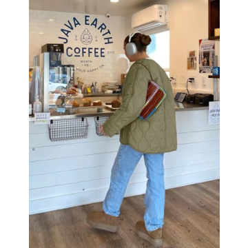 Stylish PEHMEA Women's Quilted Jacket Warm Oversized Coat