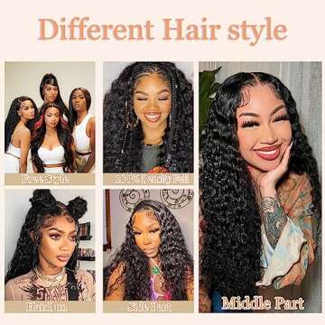 Hasiojth 13x6 Deep Wave Lace Front Wigs, 180 Density, Wet and Wavy HD Transparent Curly Lace Frontal Glueless Wigs Human Hair Pre Plucked With Baby Hair Wigs for Black Women Natural Black(20 Inch)