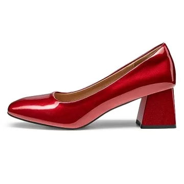 Women's Red Chunky Heels Comfortable Stylish Size 8