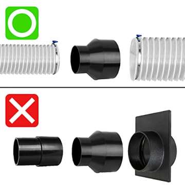 POWERTEC 70136 4 Inch Hose to 2-1/2 Inch Hose Cone Reducer, Dust Collection Fittings for Dust Collection Hose, Dryer Vent Hose & Shop Vacuum Hose Connection, 1 Pack