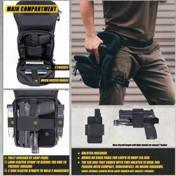 CLTAC Tactical Drop Leg Bag Utility Pouch Molle Pack for Outdoor Motorcycle Hunting Hiking with CCW Gun Holster