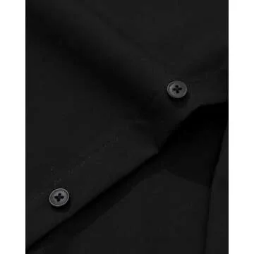 Alimens & Gentle Men's Dress Shirt Regular Fit Stretch Stain Shield Long Sleeve Solid Business Wedding Button Down Shirts Black