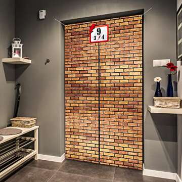 Brick Wall Backdrop Cross Station Brick Wall Party Backdrop Door Curtains for Wizard Wall Decoration Magical Wizard Costume, Secret Passage to the Magic School Brick Background()