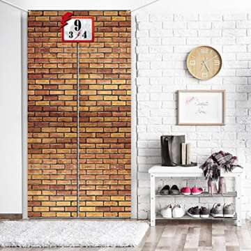 Brick Wall Backdrop Cross Station Brick Wall Party Backdrop Door Curtains for Wizard Wall Decoration Magical Wizard Costume, Secret Passage to the Magic School Brick Background()