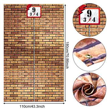 Brick Wall Backdrop Cross Station Brick Wall Party Backdrop Door Curtains for Wizard Wall Decoration Magical Wizard Costume, Secret Passage to the Magic School Brick Background()