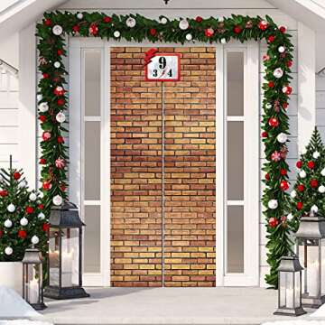 Brick Wall Backdrop Cross Station Brick Wall Party Backdrop Door Curtains for Wizard Wall Decoration Magical Wizard Costume, Secret Passage to the Magic School Brick Background()