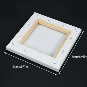 10 Pack Canvas Panels 6" x 6" Square 15CM 100% Cotton White Blank Stretched Canvas Boards for Painti...