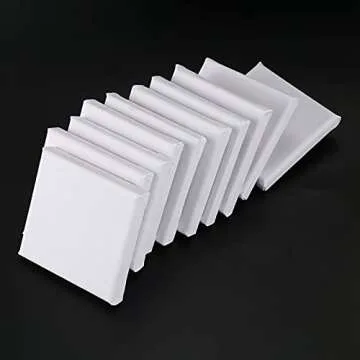 10 Pack Canvas Panels 6" x 6" Square 15CM 100% Cotton White Blank Stretched Canvas Boards for Painting Craft Drawing Small Acrylics Canvas Art Board Acrylic Oil Paint DIY Kids Children Adults