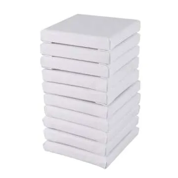 10 Pack Canvas Panels 6" x 6" Square 15CM 100% Cotton White Blank Stretched Canvas Boards for Painting Craft Drawing Small Acrylics Canvas Art Board Acrylic Oil Paint DIY Kids Children Adults