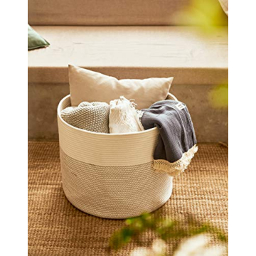 INDRESSME Extra Large Cotton Rope Storage Basket