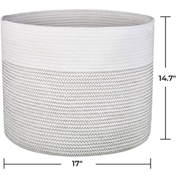 INDRESSME Extra Large Cotton Rope Storage Basket