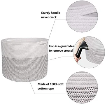 INDRESSME Extra Large Cotton Rope Storage Basket