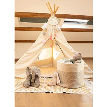 INDRESSME Extra Large Cotton Rope Storage Basket