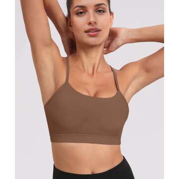 Spaghetti Strap Padded Sports Bras for Women - Y Back Yoga Workout Tops (3 Pack)